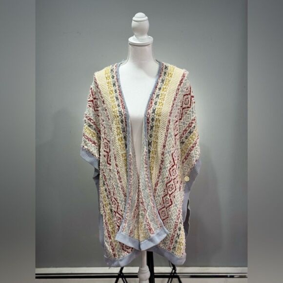 SALE! Multicolor Cabi Siesta Fringe Poncho Sweater Size XS/S EUC - Picture 1 of 6